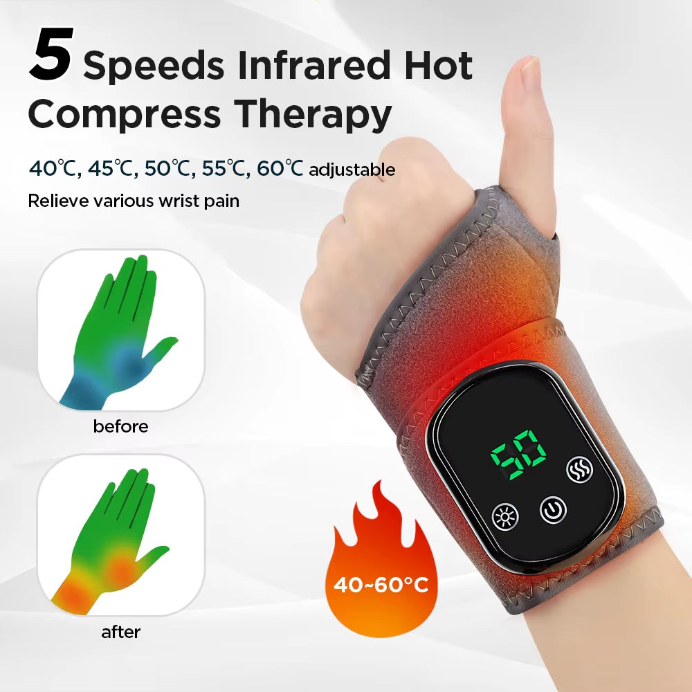 Electric Wrist Heating Pad Wrap for Hand Wrist Support Brace Electric Vibration Massage Warmer Hot Compression Arthritis
