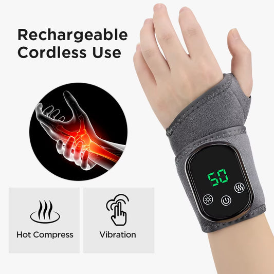 Electric Wrist Heating Pad Wrap for Hand Wrist Support Brace Electric Vibration Massage Warmer Hot Compression Arthritis