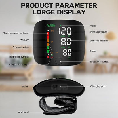 Touch Screen Wrist Blood Pressure Cuff,Wrist Blood Pressure Monitor Led Display,99X2 Reading Memory Wrist Bp Monitor with Carrying Case,Health Monitoring Adjustable.